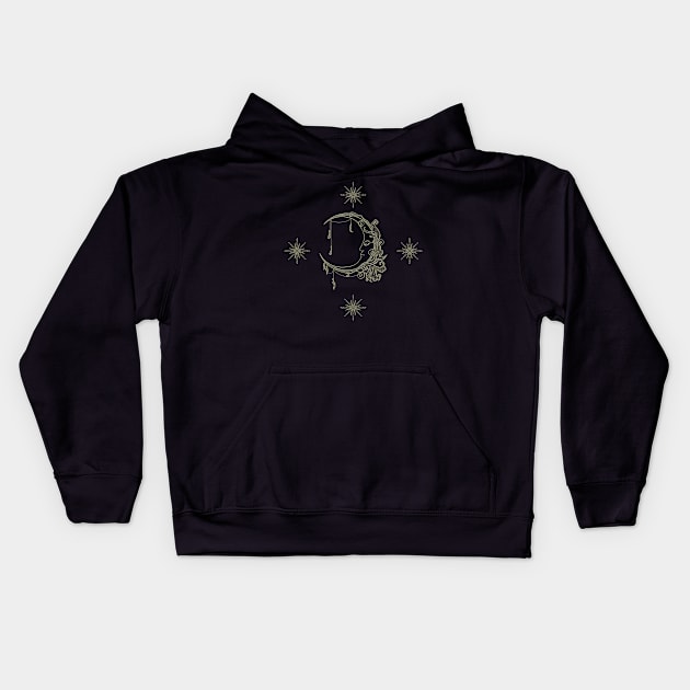 Moon and Stars design Kids Hoodie by Pikmi